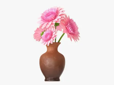 Gerbera in vase v2 3D model