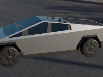 Cybertruck futuristic electric car Low-poly 3D model