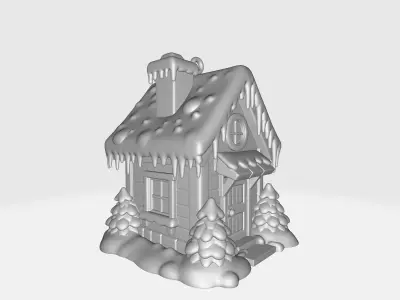Cozy Winter Christmas Cabin Ornament Cute Snowy House 3D print model