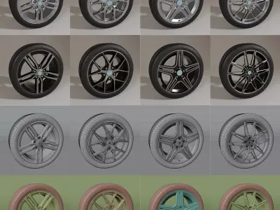 4 Modern car rims 3D model