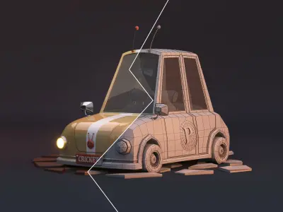 stylized cartoon car 3D model