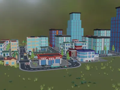 Low Poly City - Asset Pack Low-poly 3D model