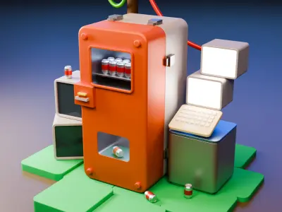 Modern Vending Machine 3D Scene Free low-poly 3D model