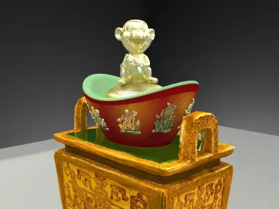 Chinese incense bronze burner 3D model