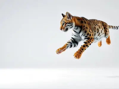 Leaping Bengal Cat Animation Model Low-poly 3D model