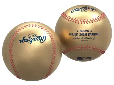 Rawlings Gold Leather Baseball 3D model