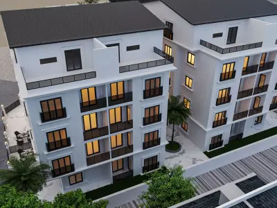 9-Modern Exterior Build Apartment - 3ds Max - Corona Renderer 3D model