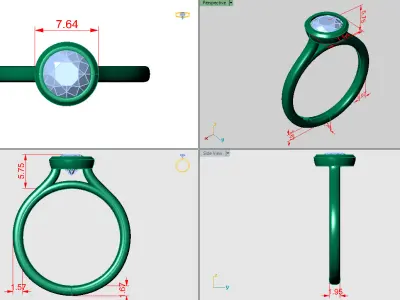 Round Bezel Engagement Ring 3D print model