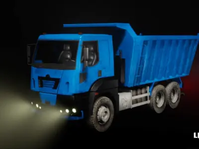 Driveable Animated Construction Truck 02 Low-poly 3D model