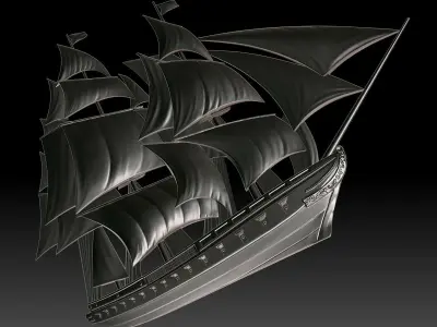 Sailing Ship Bas-Relief for CNC 3D print model