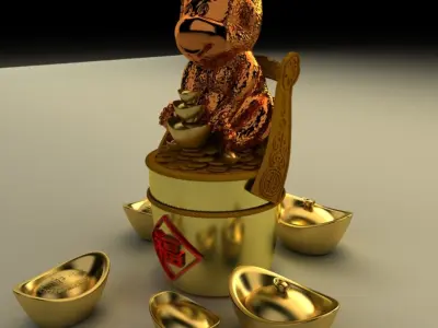 Chinese Gold Ingot Low-poly 3D model