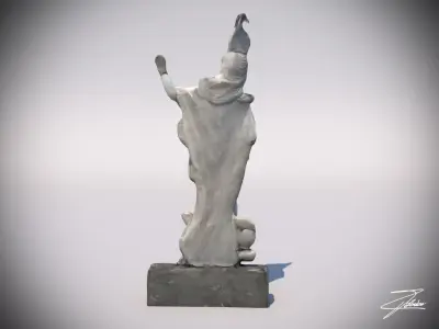 Statue 1 of man holding sword Low-poly 3D model