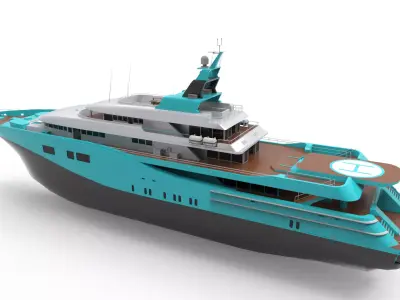 Luxury Yacht Blue Black 3D model