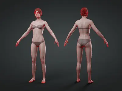 Base Humans - Woman Low-poly 3D model