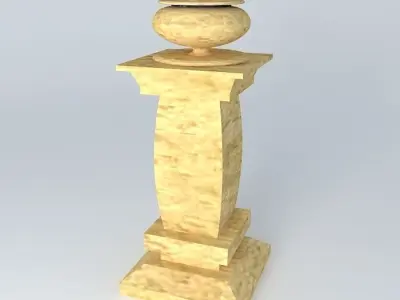 Candlestick wooden pedestal with vase on top Free 3D model