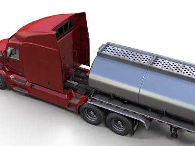 Peterbilt 579 fuel trailer Low-poly 3D model
