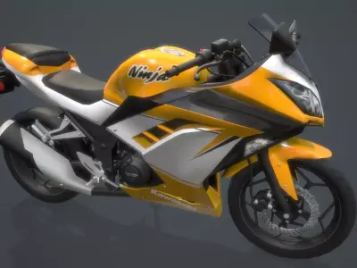 Kawasaki Ninja 300 motorcycle  Low-poly 3D model