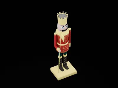 Red Christmas Nutcracker Low-poly 3D model