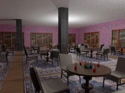 Coffee Shop Low-poly 3D model