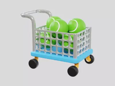 Shopping Cart with Tennis Balls 3D model
