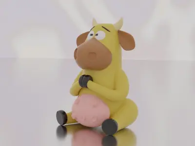 The cow cartoon 3D print model