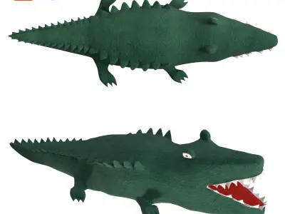 Stuffed toy Crocodile Reptile Animal plush for kid 3D model