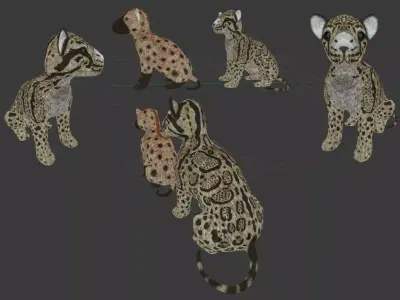 Teddy Big Cats Plus a Hyena extra Low-poly 3D model