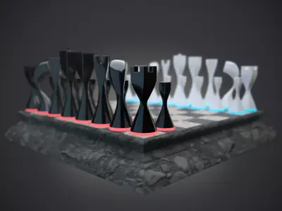 Modern Chess Low-poly 3D model