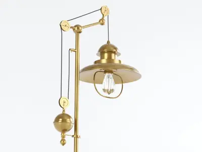 Industrial Table Lamp with Pulley System 3D Model 3D model