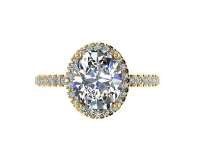 Ring023 oval halo engagement ring gold 3D print model