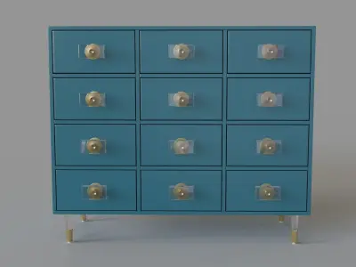 Lacquered Regency Twelve-Drawer Dresser 3D model