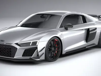Audi R8 coupe V10 GT RWD 2023 Realistic Game Ready Rigged Ready  Low-poly 3D model