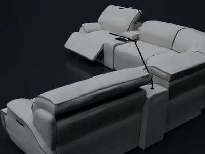 White Leather Luxury Livingroom 3D model