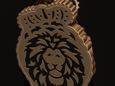 Leon pendant with royal crown diamonds and opened mouth 022 3D print model