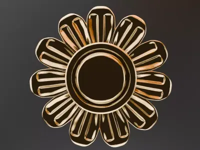 Golden Flower Ornament 3D model