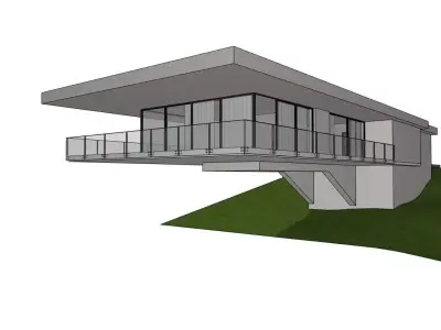 Modern Cantilever House Minimalist Elevated Villa 3D model