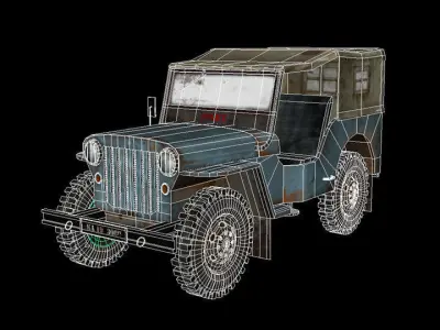 Old Jeep  Low-poly 3D model