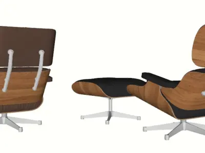Eames Style Lounge Chair and Ottoman 3D model