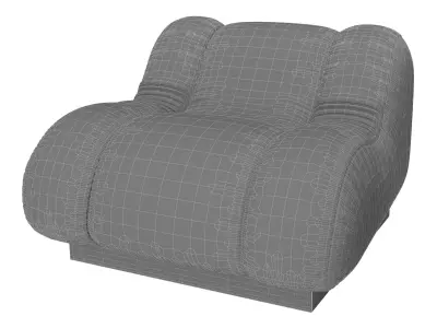 Vintage Velvet Armchair 3D model