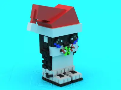 Santa Pixel Penguin 3D Printable Model 3D print model