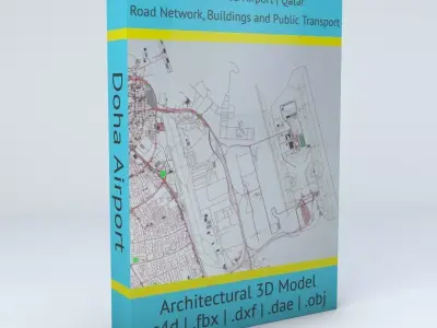 Doha Hamad DOH Airport Roads Buildings and Public Transport 3D model