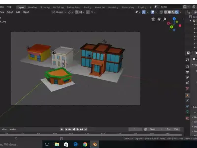 low poly based buildings Low-poly 3D model