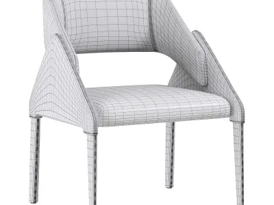  Modern White Faux Leather Dining Chair 3D model