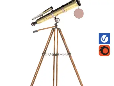 Ancient telescope Low-poly 3D model