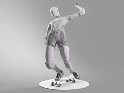 Skateboarding Girl 3D model