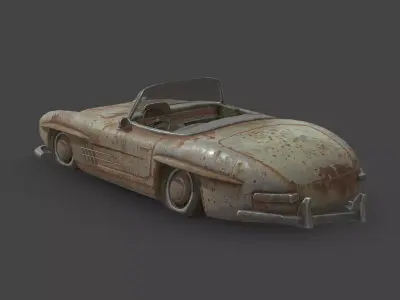 Abandoned Car - Mercedes-Benz 300SL Roadster Low-poly 3D model