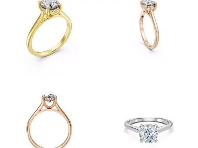 Luxury Halo Solitaire Ring CAD Design Editable 3DM File 3D print model