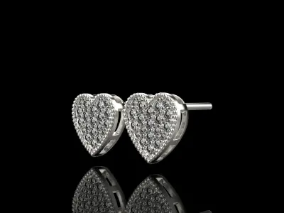 Stud heart earring model 674 3D print model