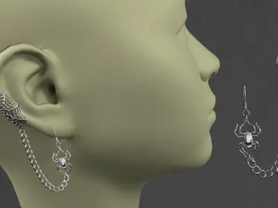 Ear cuffs Spider on web 3D model