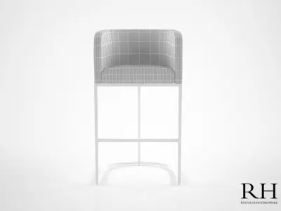 Restoration Hardware Emery Barrelback Fabric Stool 3D model